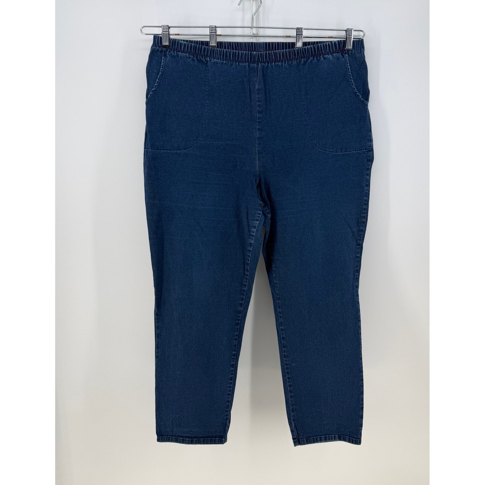 Faded Glory Pull On Jeans Womens‎ 22/24 AVG Dark Indigo Stretch Elastic Waist
